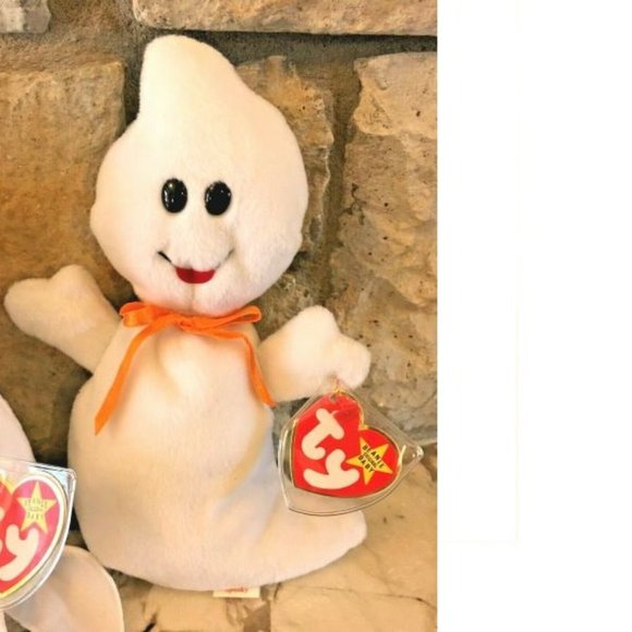 Lot of 2 Ty Halloween Ghost Beanie Babies Sheets the Ghost & Spooky the Ghost - Picture 3 of 6